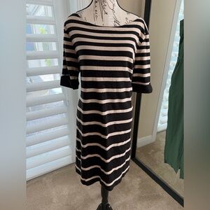 Karen Scott Black and Cream Striped Mini Dress